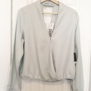 Celebrity Pink Baby Blue Back Out Blouse Sz Lrg